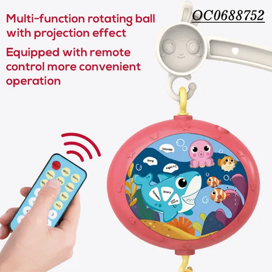 Remote Control Baby Rattles Crib Hanging Bed Bell Music Toy Mobile Withprojector Toys