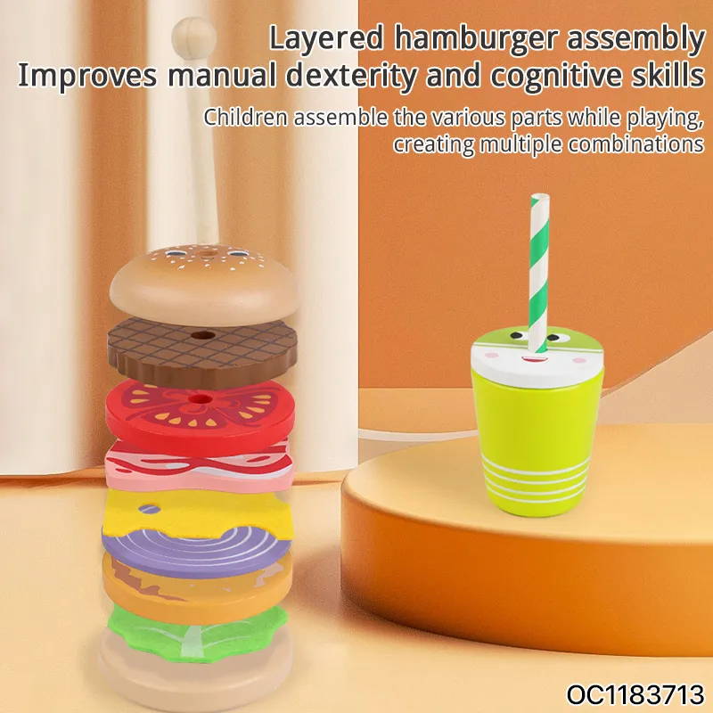 Wholesale Funny Role Play Big Pretend Plastic Play House Preschool Children Wooden Fast Food Kitchen Cooking Toys Set
