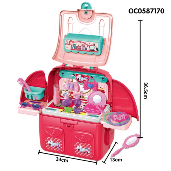 Wholesale Handbag Beauty Fashion Cosmetic Backpack Pretend Portable Makeup Toy for Girls Kids