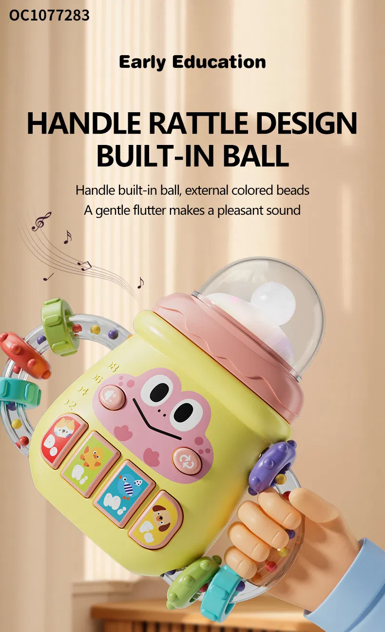 Wholesale 2in1 Baby Sensory Toys Rattle Plastic Electric Baby Teether Silicone Chewing Toy for Baby Toys with Music