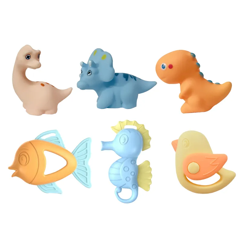 Wholesale Montessori Hand Puppet Dinosaur Soft New Born Baby Products Montessori Sensory Chew Silicone Baby Teether Toys for Baby