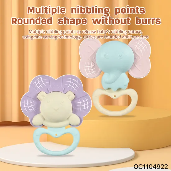 5PCS Educational Animal Soft Silicone Chewing Toys Sound Rattles New Born Babies Cartoon Hand Bell Toys for Sale