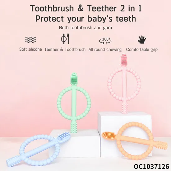Wholesale New Lovely Toothbrush Shape Silicone Infant Baby Teether Comfort PC Toy Wholesale