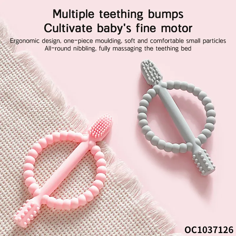 Wholesale New Lovely Toothbrush Shape Silicone Infant Baby Teether Comfort PC Toy Wholesale