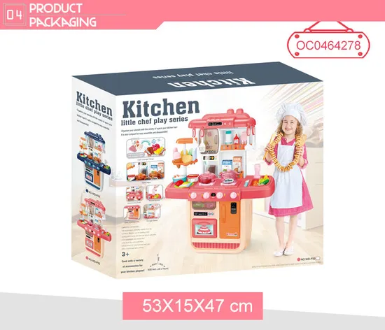 Wholesale Pretend Play Plastic Big Pink Plastic House Educational Kitchen Toys Gift Set for Kids