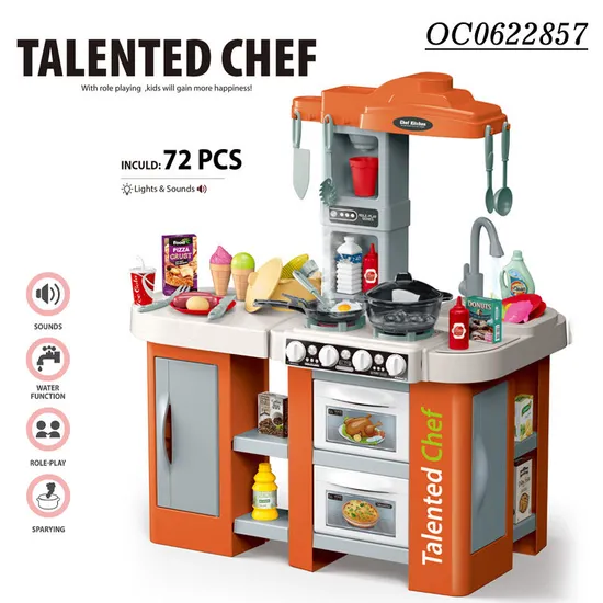 Wholesale Pretend Play Big Size Electric Spray Light Sound Children's Plastic Kitchen Set Toy for Kids