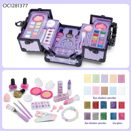 Wholesale Fashion Kids Cosmetic Make up Set Makeup Beauty Portable Glitter Nail Art Printer Product Toy for Girl