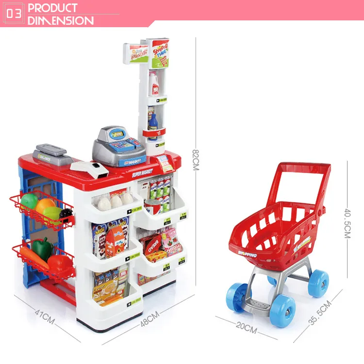 Pretend Kitchen Play Set Kids Supermarket Toy