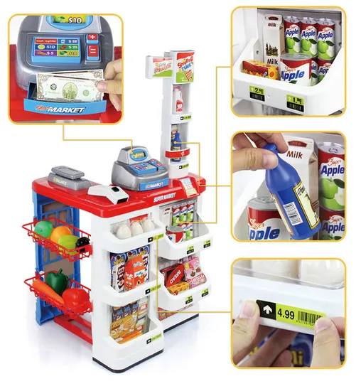 Pretend Kitchen Play Set Kids Supermarket Toy