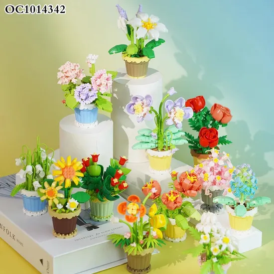 Wholesale Montessori Educational 202PCS Plastic Flower Popular DIY Handmade Building Block Sets Toy