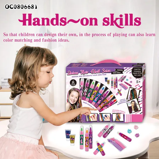 Wholesale Hair Colour Dye Pen Kids Beauty Fashion Makeup Sets Make up Toys for Baby Girls