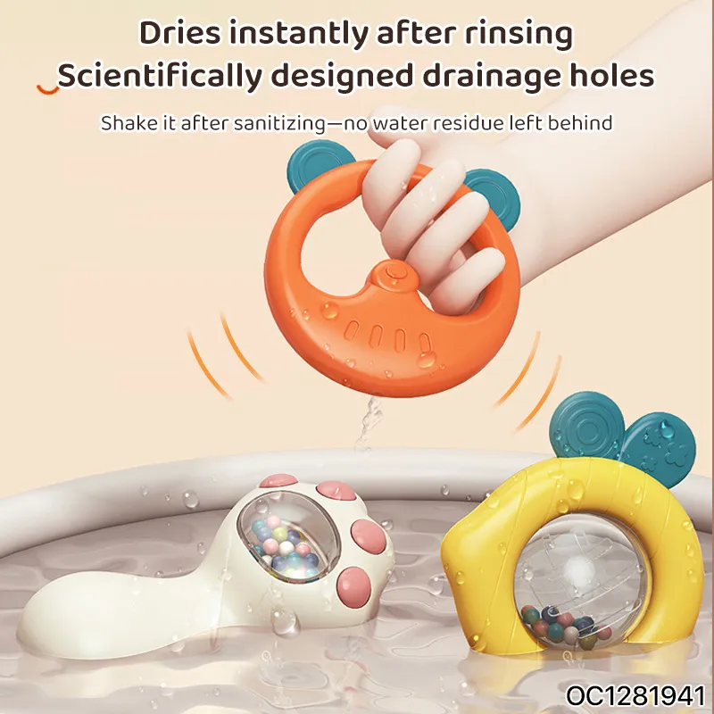 Wholesale Food Grade Silicone Rattle Toy Cartoon Animal New Born Baby Teether
