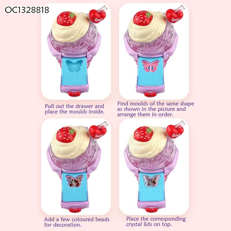 DIY Pink Jewelry Box Fashion Girl Makeup Making Ring Ideas Mini Cosmetic Make up Toys for Girls