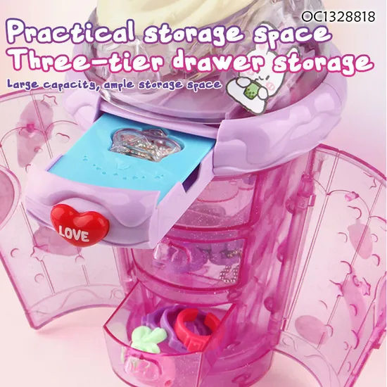 DIY Pink Jewelry Box Fashion Girl Makeup Making Ring Ideas Mini Cosmetic Make up Toys for Girls