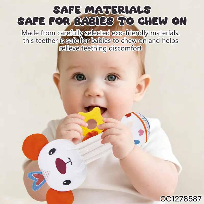 Wholesale Educational Lovely Funny Cute Shaking Hand Bells Soft Teether Rattles Educational Soothing Toy