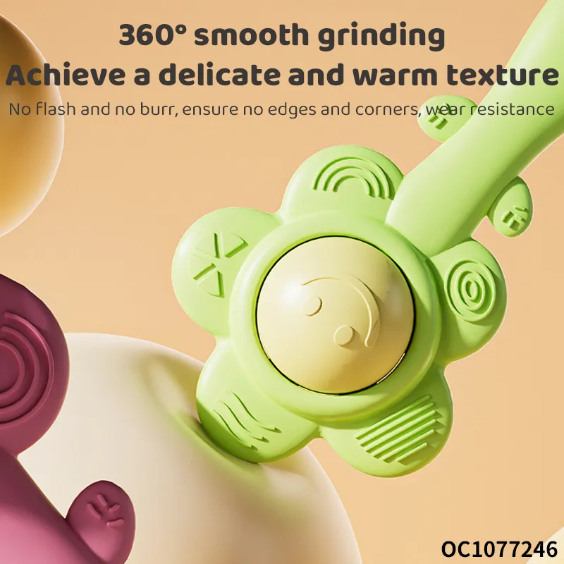 Wholesale Montessori Educational Lovely Silicone Baby Plastic Ball Baby Teether Chew Toy