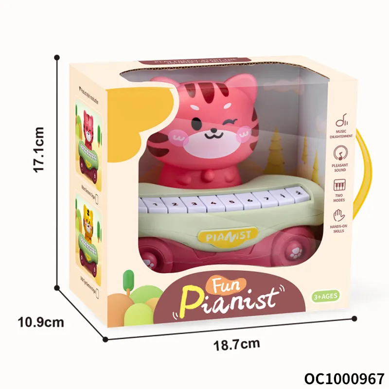 Wholesale Cartoon Tiger Toy Musical Instruments Battery Operated Toy Small Piano Keyboard Toy for Baby with Light up Music