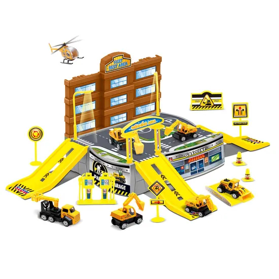 Wholesale Kids Plastic Children Parking Lot Plastic Freewheel Toys Mini Car Set