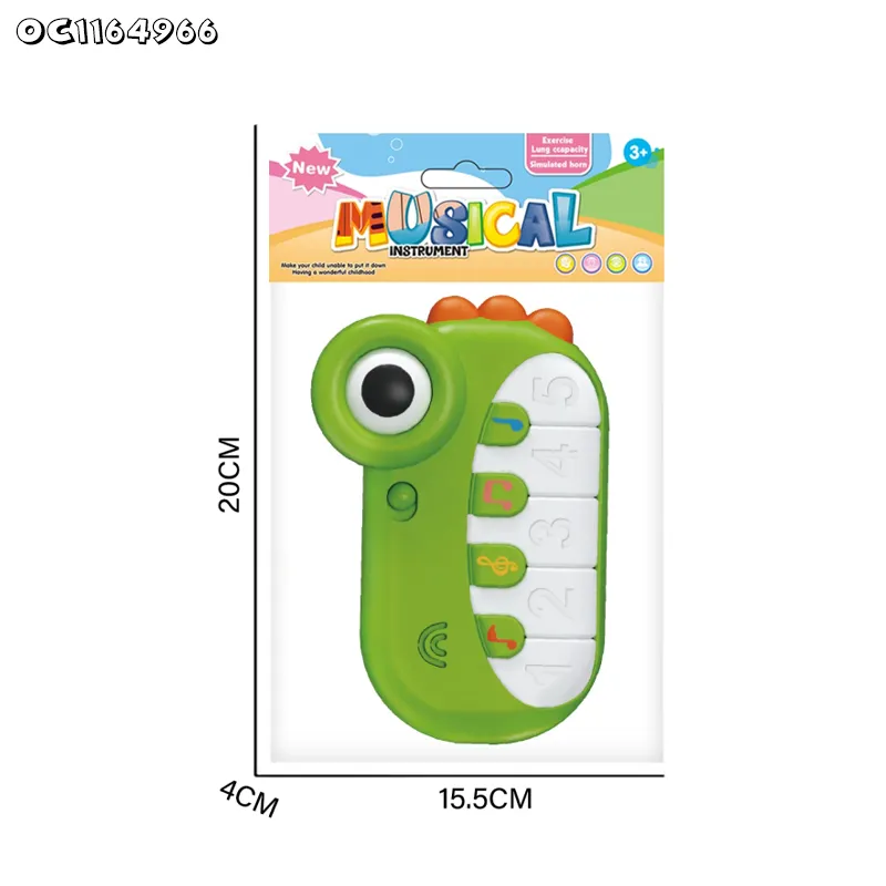 Wholesale Plastic Electric Light-up Keyboard Musical Instruments Children Sensory Musical Frog Piano Learning Toys for Kids with Colorful Lights