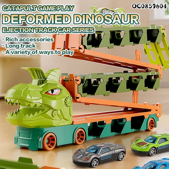 Wholesale Diecast Dinosaur Trucks Race Rail Car Track Children's Toy Kids Alloy Car Set