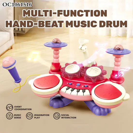Wholesale Educational Happy Electronic Piano Keyboard Cheap Musical Instruments Toy Drum for Kids with Light