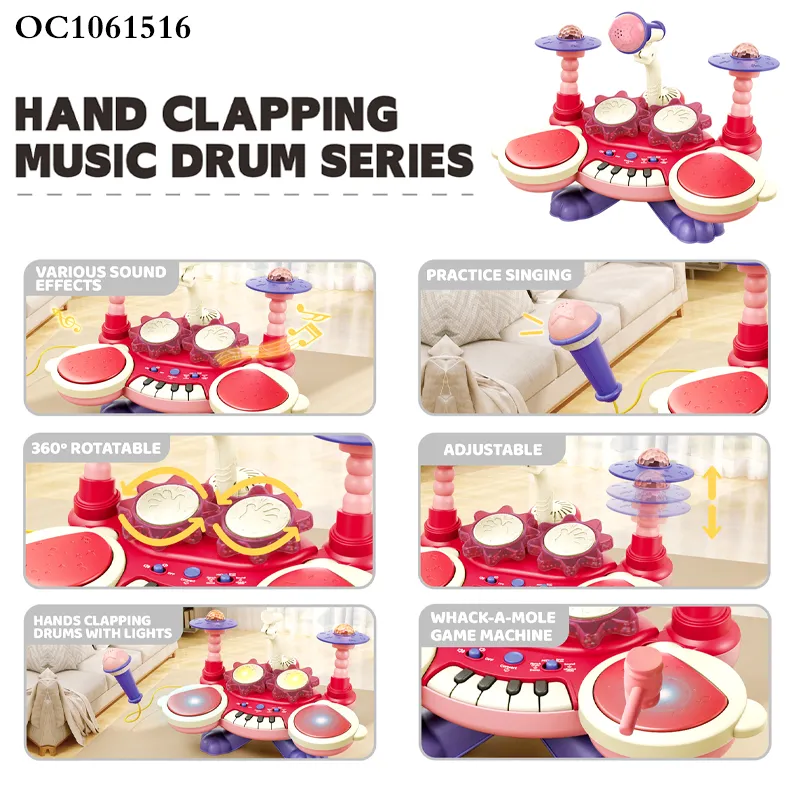 Wholesale Educational Happy Electronic Piano Keyboard Cheap Musical Instruments Toy Drum for Kids with Light