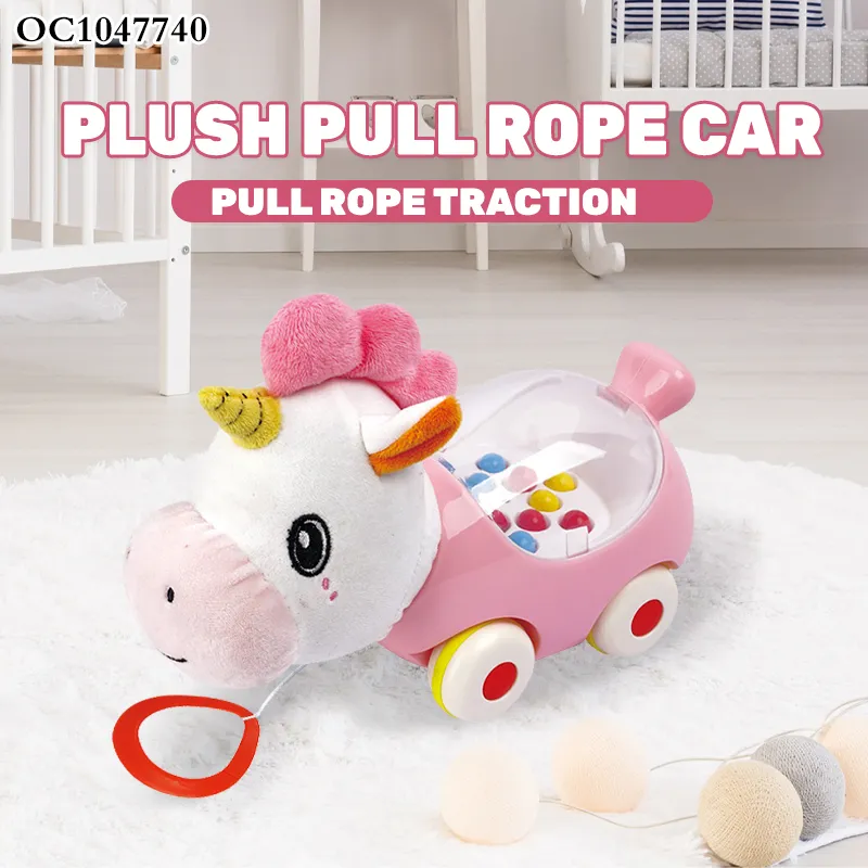 Wholesale Educational Learn to Walk Rope Pull Car Custom Horse Stuffed Animal Soft Horse Plush Toys