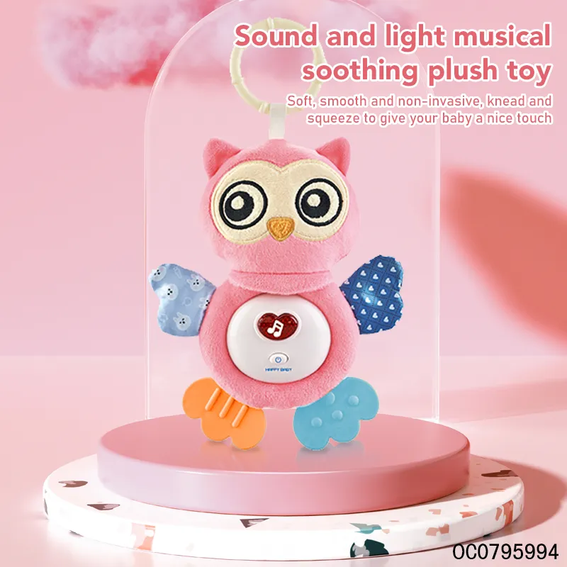 Wholesale Electronic Baby Soothing Owl Toy Custom Stuffed Animals Plush Toys with Light Music