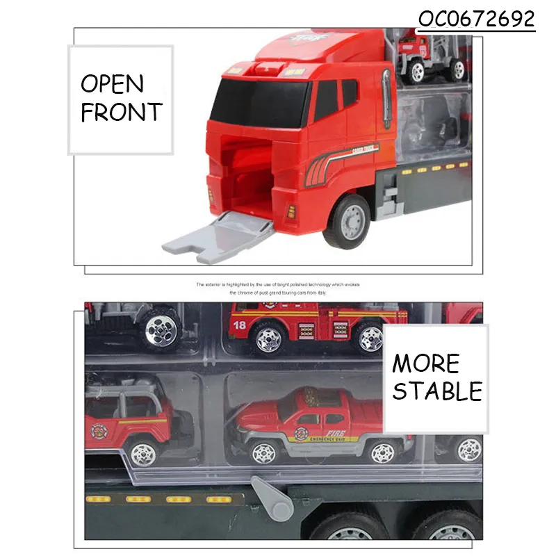 Wholesale Diecast Car Container Truck Die Cast Toy Metal Fire Trucks for Kids