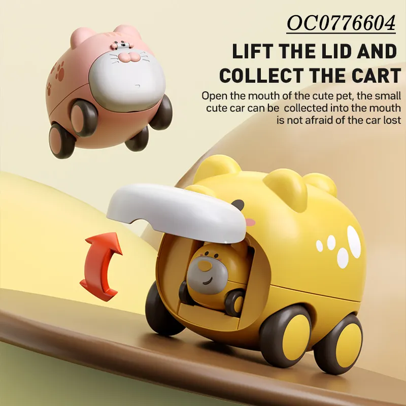 Wholesale 2PCS Cute Animal Friction Construction Plastic Mini Car Toy Set