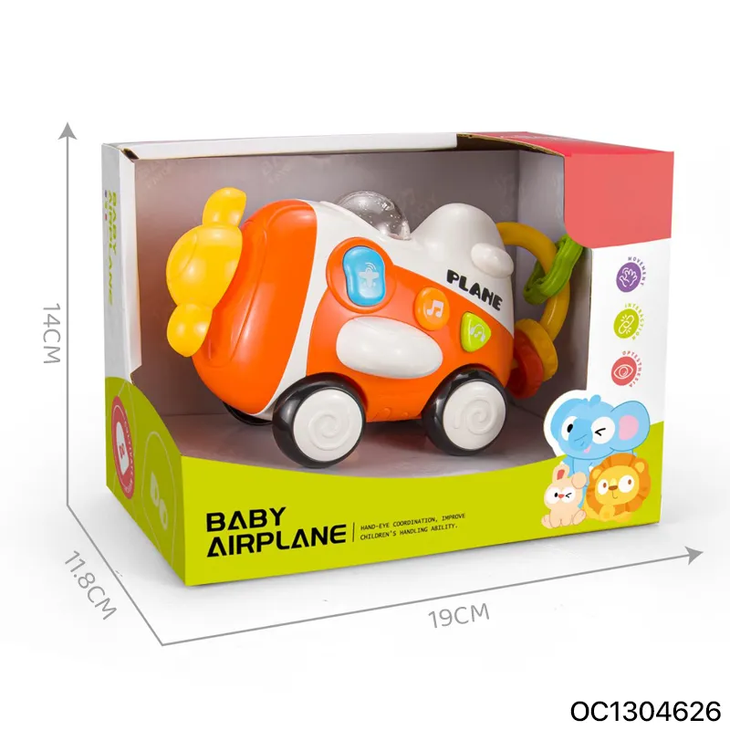 Wholesale Educational Custom Baby Sensory Toy Training Trending Musical Free Wheel Plastic Car Plane Toy for Baby