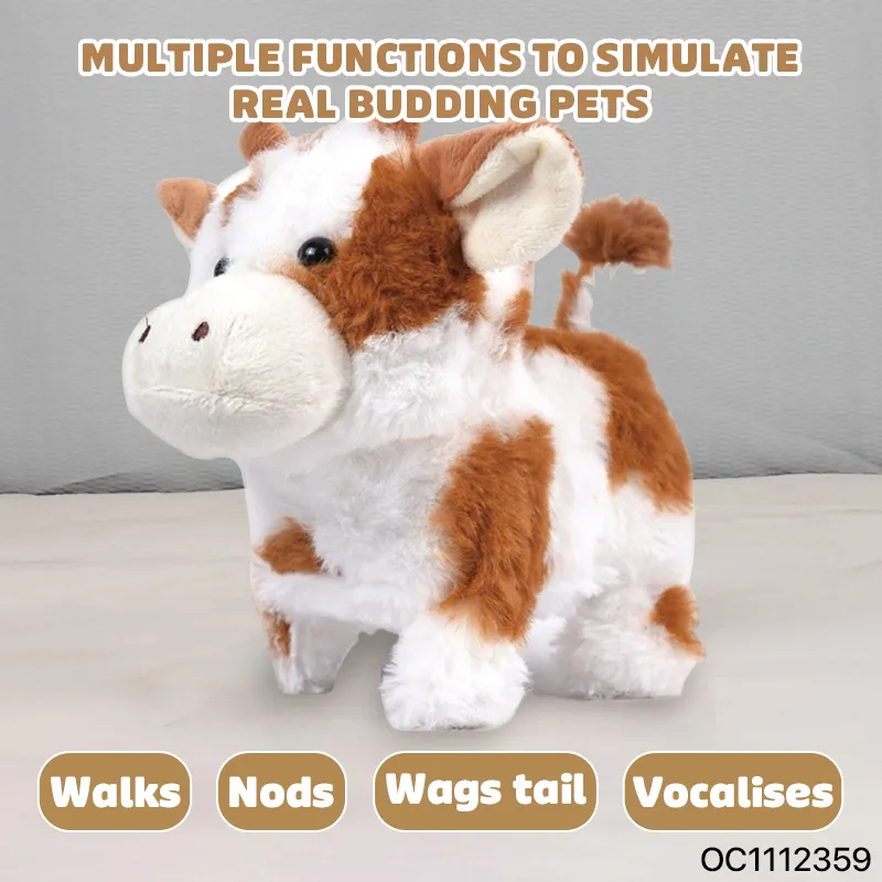 Wholesale Electronic Walking Plastic Animal Baby Stuffed Singing and Dancing Cow Custom Doll Toy