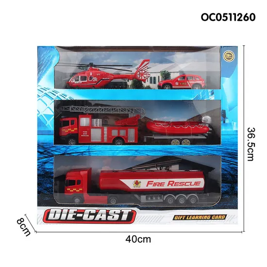 Wholesale Children Vehicle Diecast Rescue Fire Truck Metal Model Toy Kids