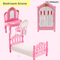 Wholesale Makeup Dressing Plastic Pink Baby Toy Bathroom Bedroom DIY Plastic Doll House Toys Set