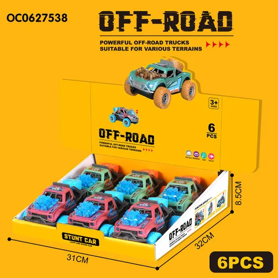 Wholesale 6 Pieces 360 Rotating Friction off Road Children's Kids Plastic Toy Car with Music Light