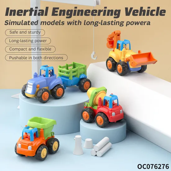 Wholesale Children Friction Car Construction Vehicle Truck Montessory Plastic Model Cars Toy