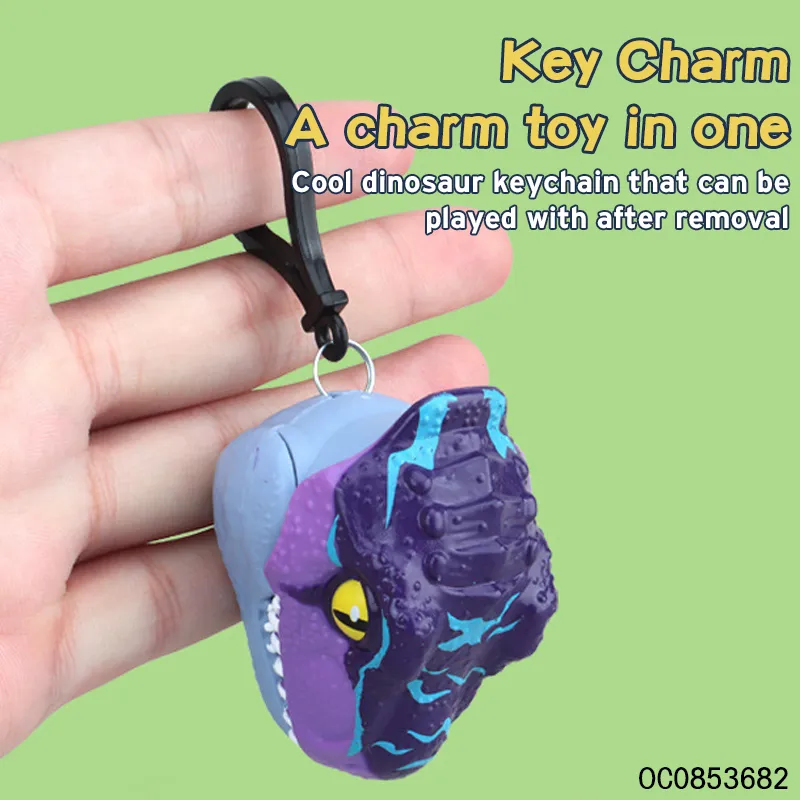 Wholesale Plastic Head Key Chain Pull Back Dinosaur Car Toys for Kids
