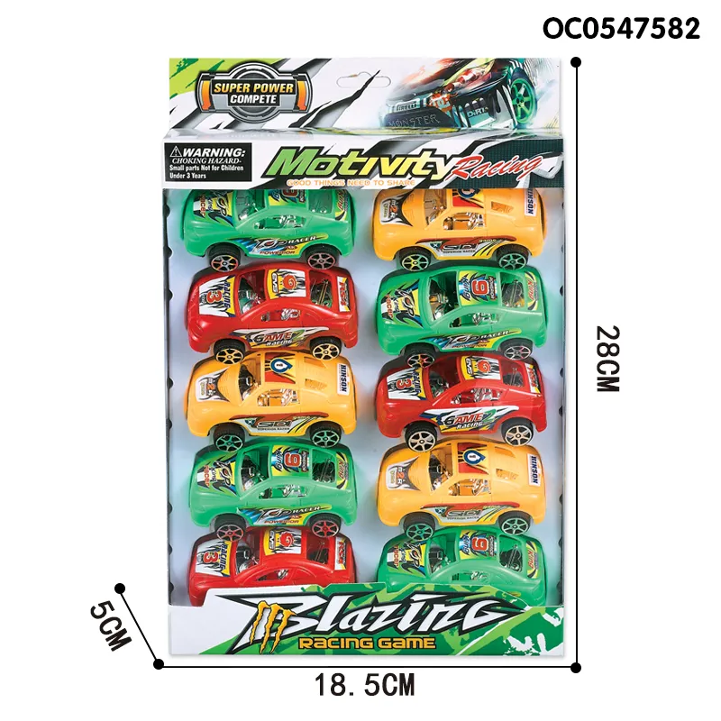 Wholesale 10 Pieces Children Construction Cheap Plastic Small Pull Back Car Toy Set