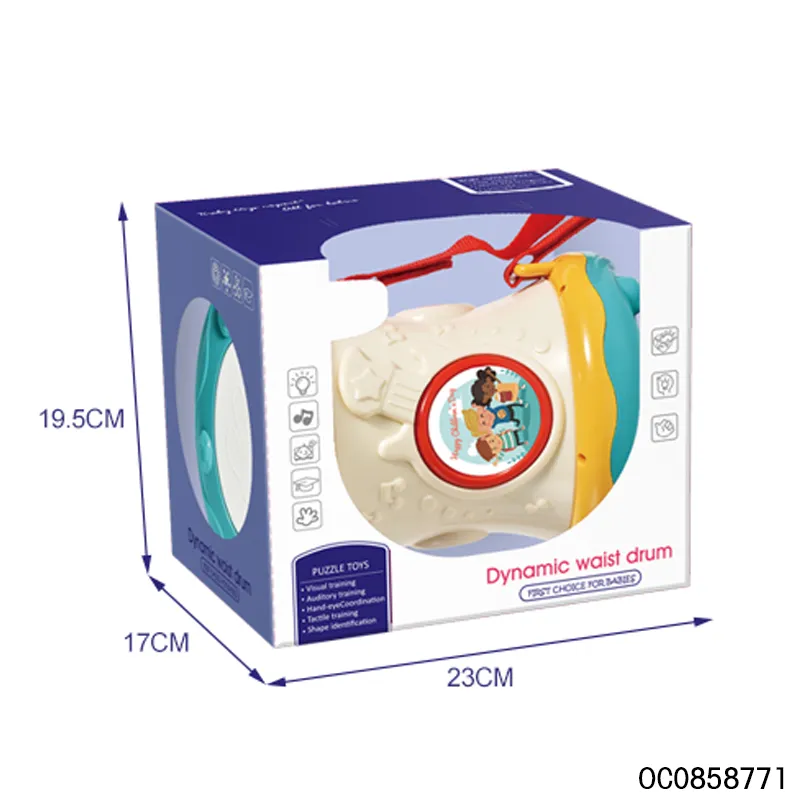 Wholesale Plastic Children Baby Happy Musical Instrument Hand Drum with Light
