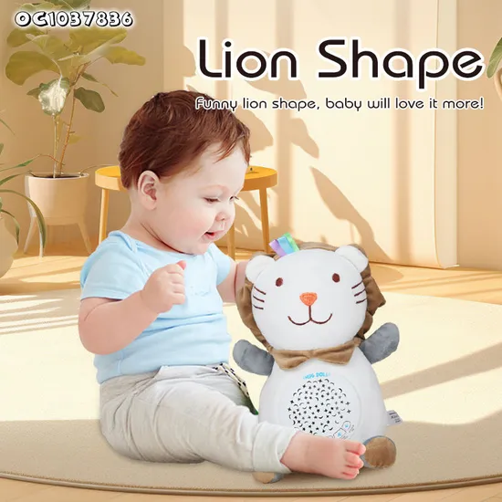 Wholesale Children Sleep Plush Bear Lion Soothing Doll Baby Soothing Night Light Flashlight Toy with Music