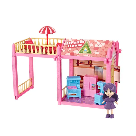 Wholesale DIY Plastic Miniature Doll House Kitchen Miniatures Dream Dollhouse for Girls Pretend