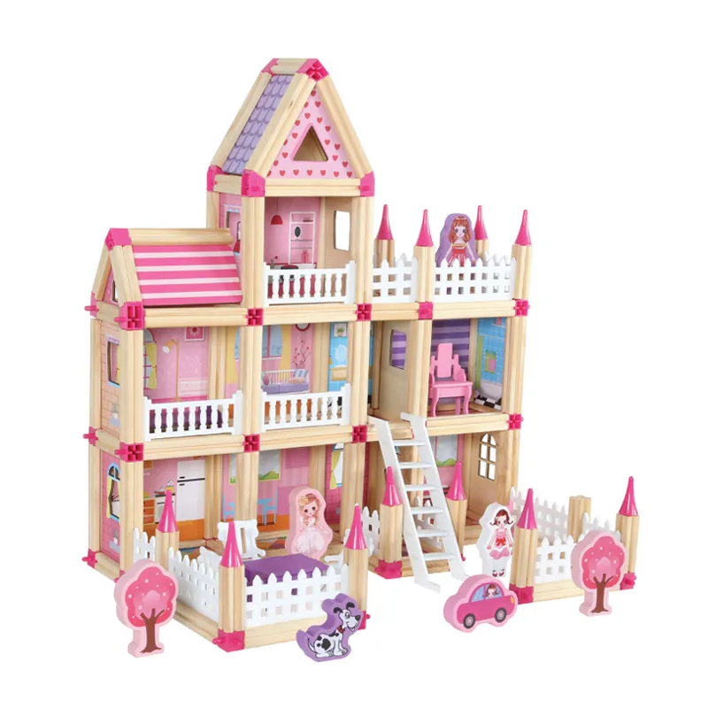 Wholesale DIY Miniatures Large Wooden Doll House Toy Dollhouse