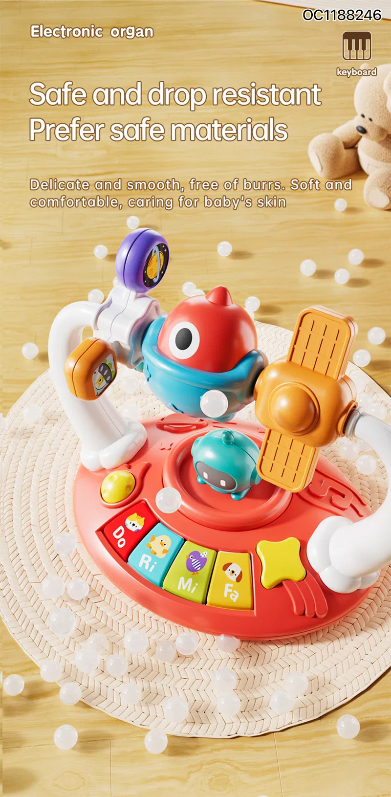 Wholesale Baby Light-up Keyboard Electric Montessori Sensory Educational Music Hand Piano Toy