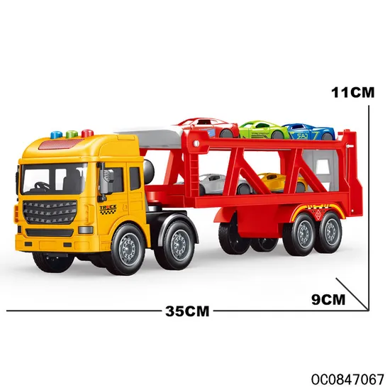 Wholesale Construction Friction Car Transporter Car Truck Toy Car Set for Kids with Light Sound