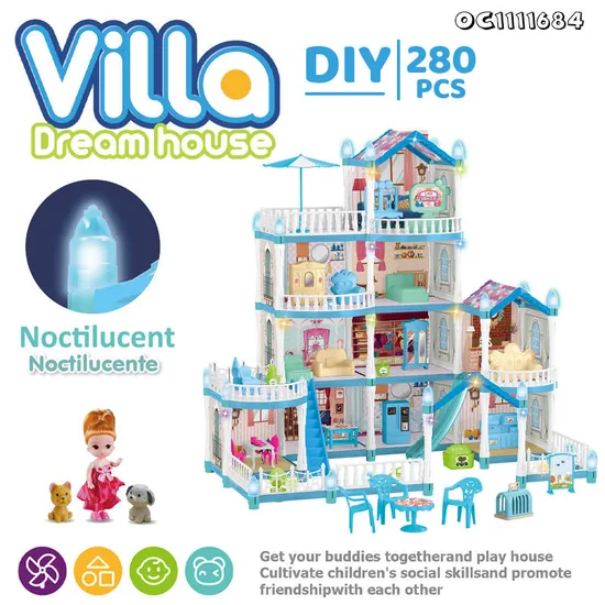 Wholesale Gift DIY Baby Doll Miniature Furniture and Doll House Bedroom Plastic Children House Play Set