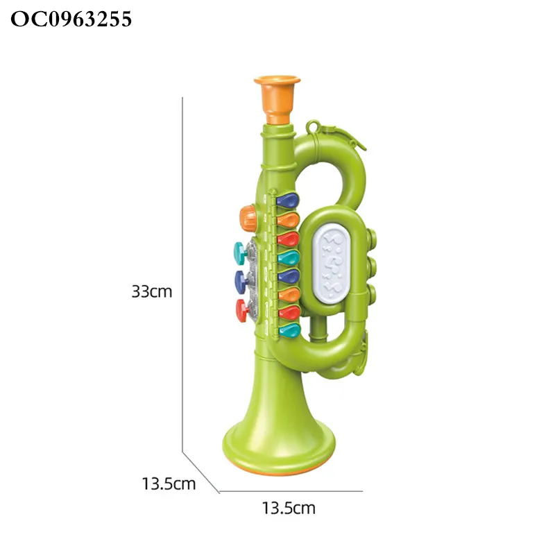 Wholesale Plastic Trumpet Musical Instruments Battery Operated Plastic Toy Instrument Trumpet for Kids