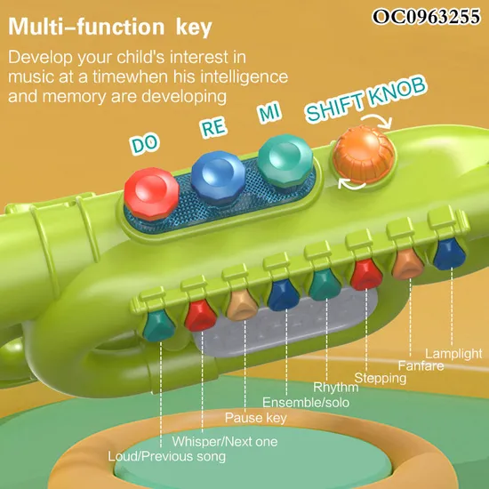 Wholesale Plastic Trumpet Musical Instruments Battery Operated Plastic Toy Instrument Trumpet for Kids