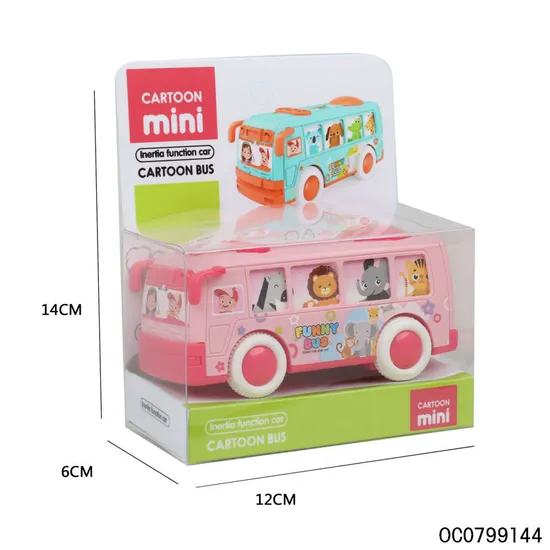 Wholesale Plastic Friction Custom Cartoon Plastic School Bus Model Toys for Kids