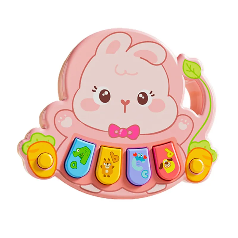Wholesale Montessori Educational Children's Cartoon Animal Musical Rabbit Pink Digital Keyboard Electronic Piano for Baby