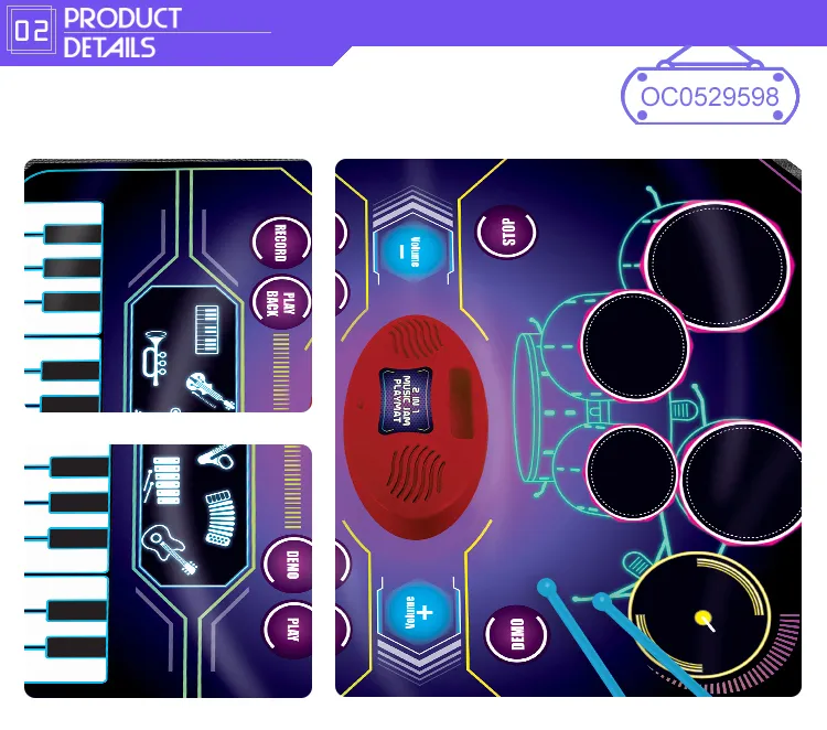 Wholesale Kids Keyboard Electronic Drumming Piano Musical Instruments Montessori Educational Drums Toy